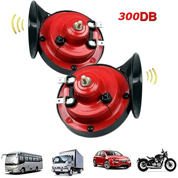 300db Red Super Loud Electric Train Horns for Trucks 12v Train Horn Raging Loud Air Electric Snail Single Horn for Cars Trains Boats Motorcycles 